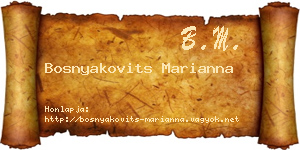 Bosnyakovits Marianna névjegykártya